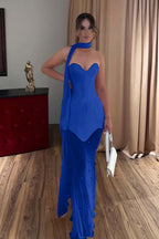Strapless Sweetheart Sleeveless Long Mermaid Prom Dress With Beading