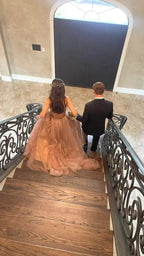 Vestido de fiesta único de tul en línea A, vestido de noche de moda Y5395