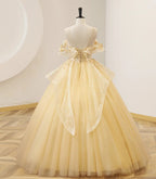 Vestido Amarelo de Baile com Contas, Vestido Doce 16 Amarelo Longo Formal Y4045