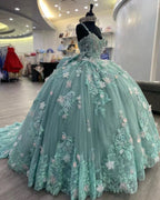 Vestido de Bola com Flores 3D Deslumbrantes, Vestido de Princesa, Vestido para Festa de 16 Anos Y2320
