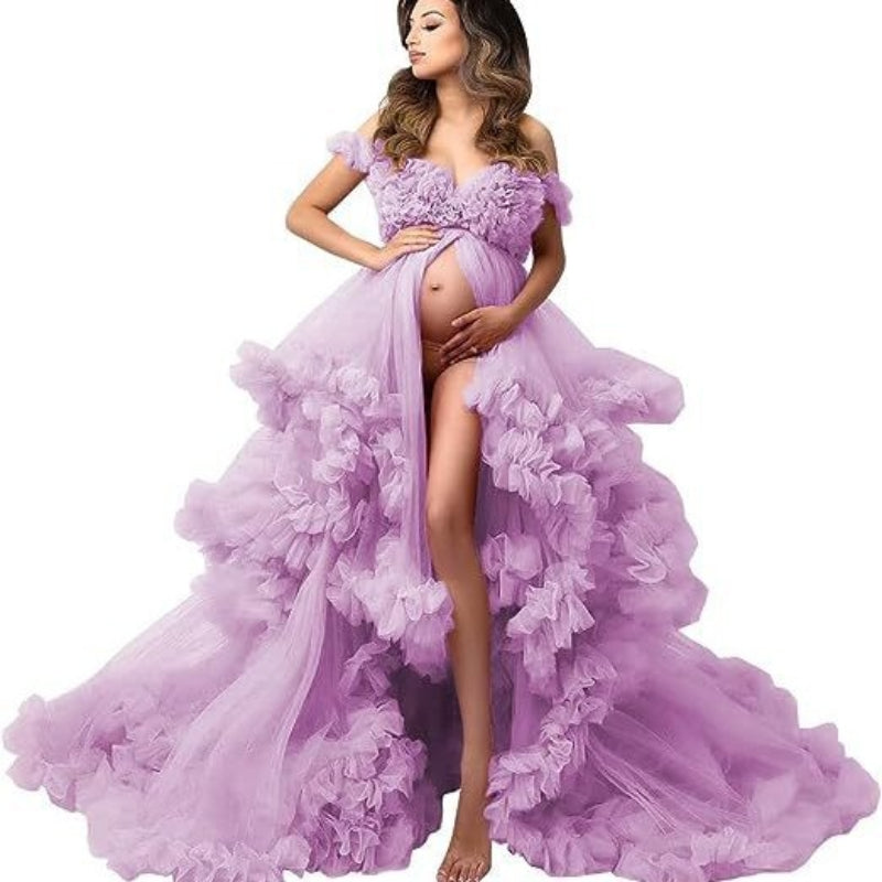 Hot-selling new pregnant women's mesh skirt photo dress deep V perspective photo portrait photography clothing6121#
