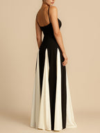 Abito Maxi Sottoveste in Tulle con Pannelli a Linea A Elegante