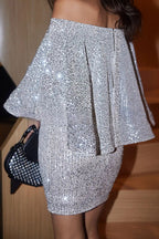 Robe courte style cape décolletée Saison des paillettes