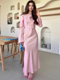 Vestido Maxi Fino TARUXY Para Mulheres Elegante Sólido Para Festa e Noite Mulheres Cintura Alta Luxuoso Feminino Moda Outono