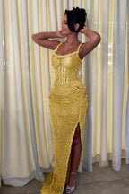 Mermaid Prom Dress With Straps Sleeveless Long Sequins Split