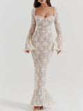 Abito Midi in Pizzo Color Crema Vintage