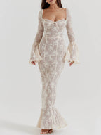 Abito Midi in Pizzo Color Crema Vintage