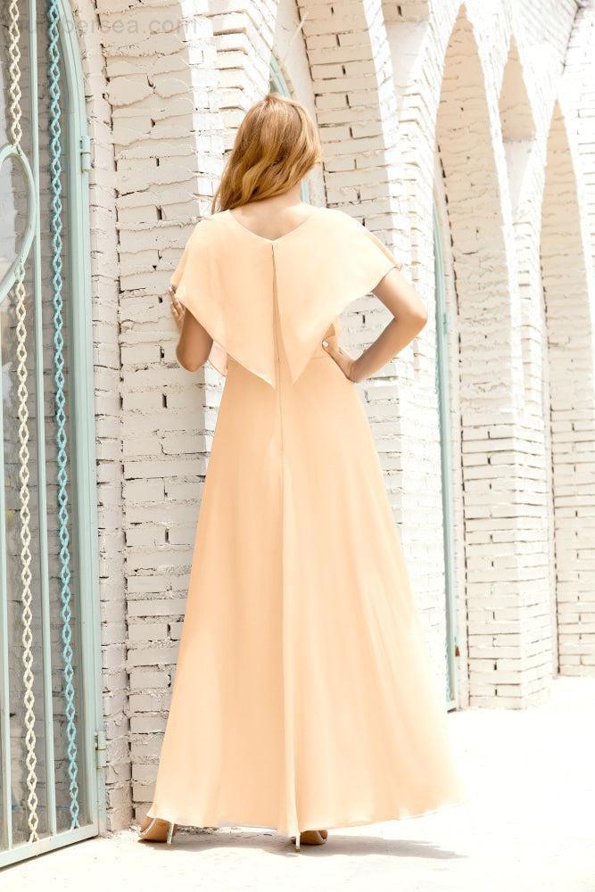 Mother of The Bride Dresses Plus Size V-Neck Floor Length Formal Prom Dress for Wedding Guest 28020