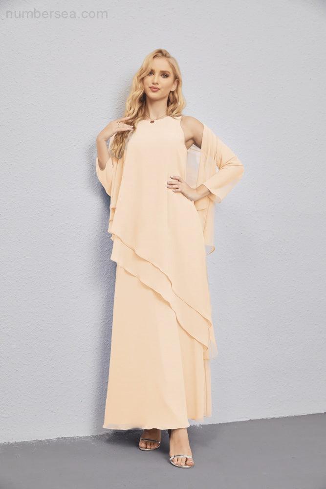 Abito da Sposa Madre con Cardigan Leggero Aperto Davanti Abito da Cerimonia Elegante 28081