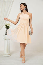 Women Chiffon Short One Shoulder Bridesmaid Dress Formal Dresses for Party Homecoming  2804
