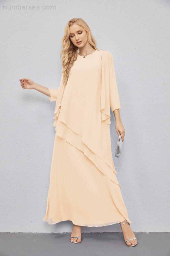 Abito da Sposa Madre con Cardigan Leggero Aperto Davanti Abito da Cerimonia Elegante 28081