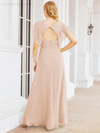 Bridesmaid Dresses Cape Formal Prom Dress Open Back Gowns for Mother of The Bride 28058