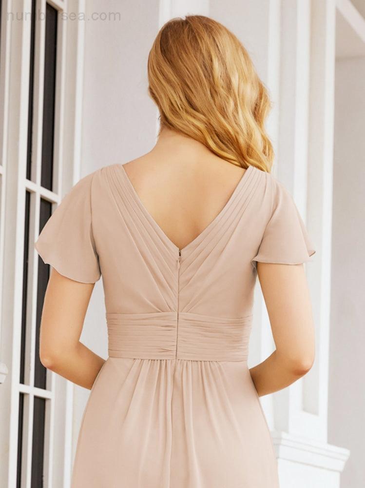 Vestidos de Baile Formais Numbersea para Mãe da Noiva com Mangas de Renda Vestido de Dama de Honra 28047