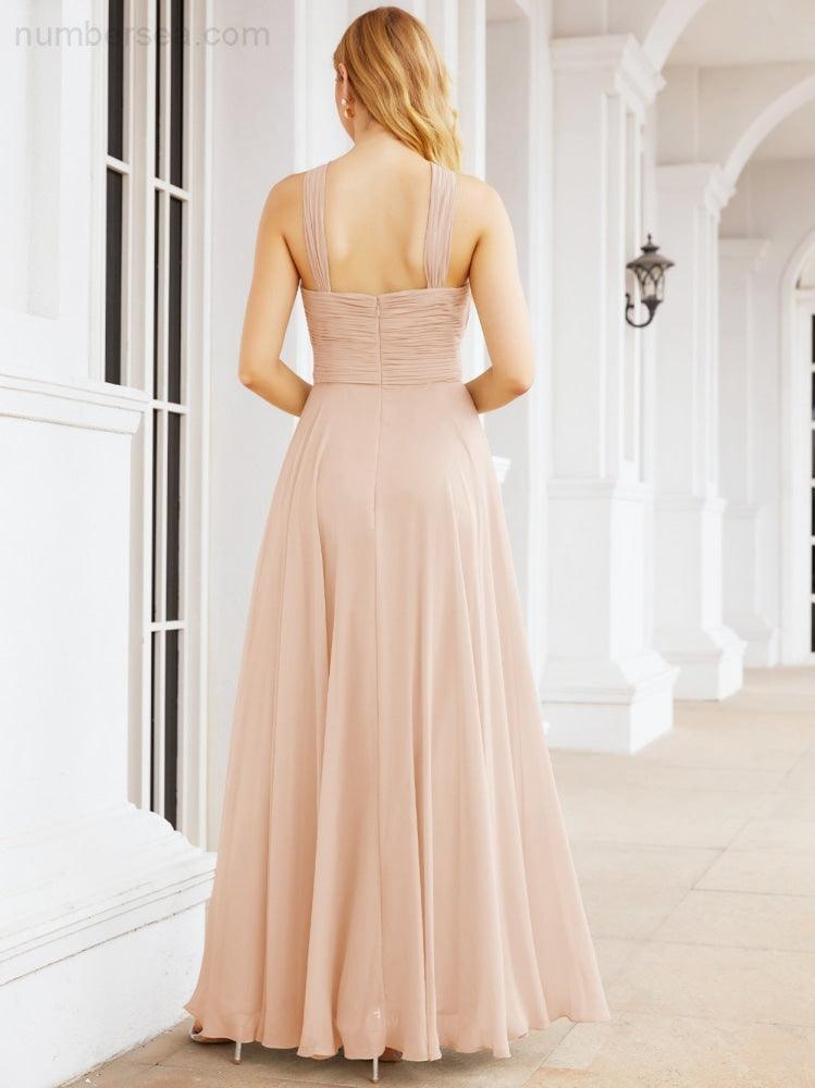 Crisscross Halter Bridesmaid Dresses for Party Wedding Evening Prom Maxi Ball Gowns 28053