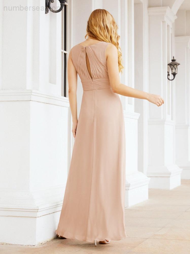 Formelles Ballkleid Elegantes ärmelloses Brautjungfernkleid mit V-Ausschnitt für Hochzeitsfeier 28037