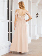 Numbersea Abito da Damigella in Chiffon con Spalle Scoperte, Abito Lungo Formale per Laurea con Schiena a Mantella 28069
