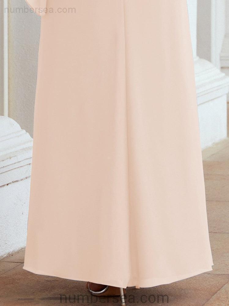 Numbersea Festliches Abendkleid Lang Mutter der Braut Kleid mit Rüschencape 28026