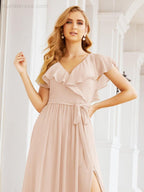 Bridesmaid Dresses with Flutter Sleeves Formal Evening Party Prom Gowns 28044