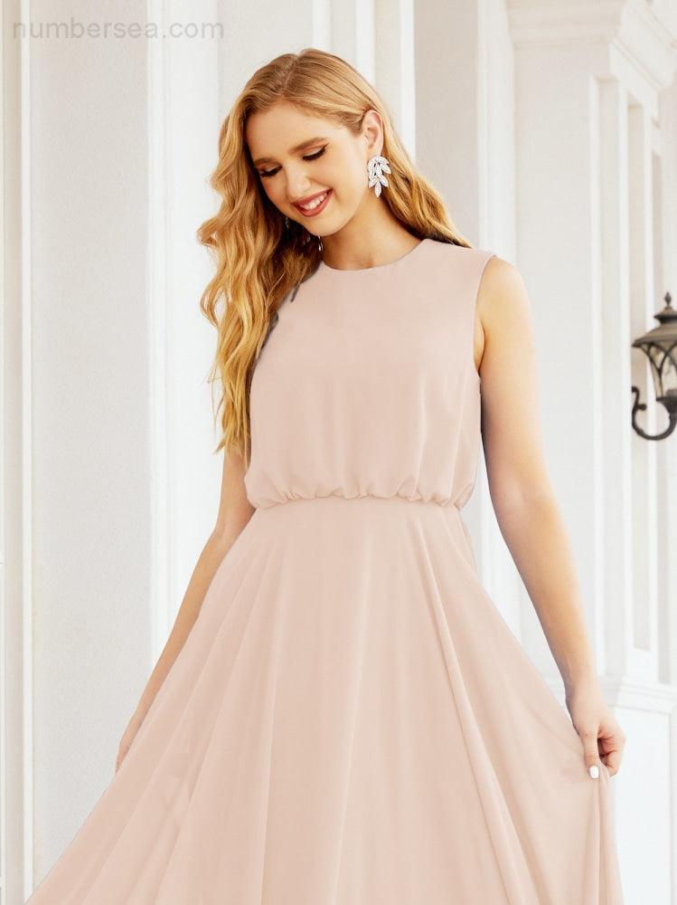 Sleeveless Long Bridesmaid Dress A line Formal Evening Prom Gown 28025