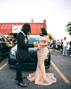 Gilded Dreams Off Shoulder Champagne Mermaid Gown With Crystal Beadwork