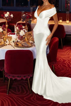 Custom Made Off The Shoulder Mermaid Prom Dress With Pleated Skirt