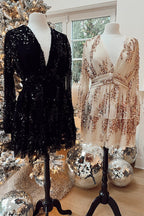 Abito corto a balze plissettato in chiffon con paillettes Una Notte da Ricordare