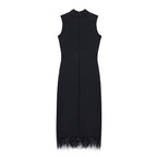 Beaded Belt Bandage Evening Dress Sleeveless Split Feather Party Tight Dress Cocktail