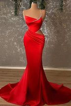 Robe de soirée sirène asymétrique à fines bretelles avec fente haute Y147