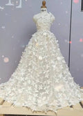 3D One Shoulder Floral Wedding Dress With Delicate 3D Appliques