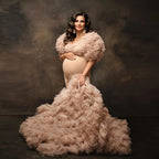 Chic Maternity Tulle Gown Maternity Dress Champagne Tulle Maternity Dresses for Photo Shoot Robe Pregnant Women Formal G