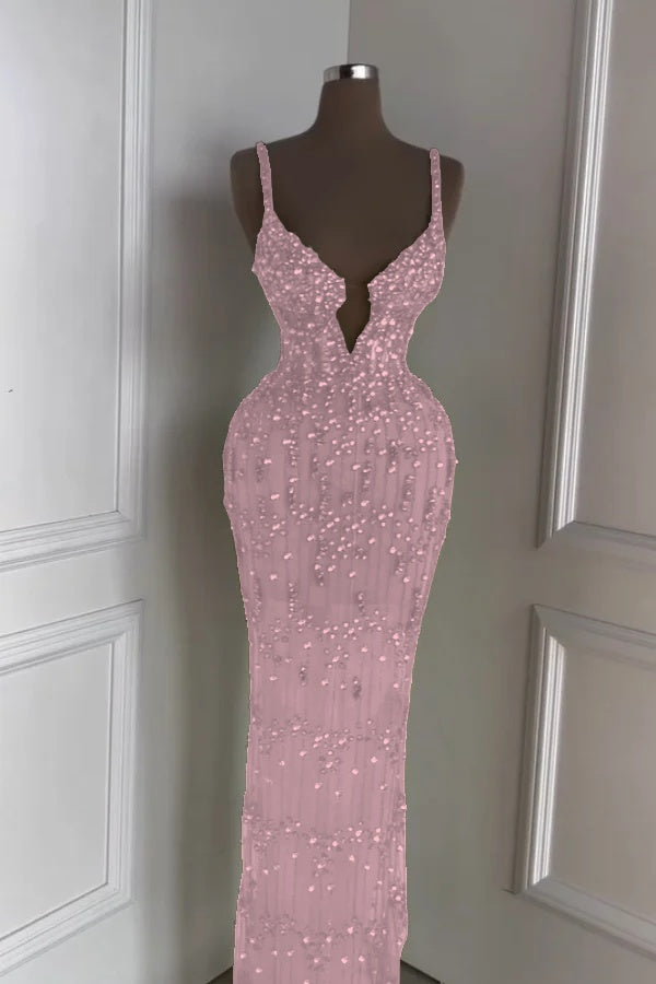 Custom Designed Spaghetti Strap Mermaid Prom Dress With Beading