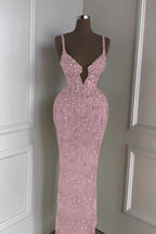Custom Designed Spaghetti Strap Mermaid Prom Dress With Beading