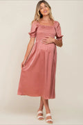 6107#Robe de maternité à manches courtes bouffantes pour fête prénatale