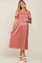 6107#Robe de maternité à manches courtes bouffantes pour fête prénatale