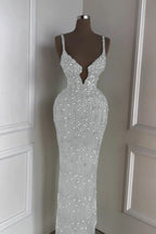 Custom Designed Spaghetti Strap Mermaid Prom Dress With Beading