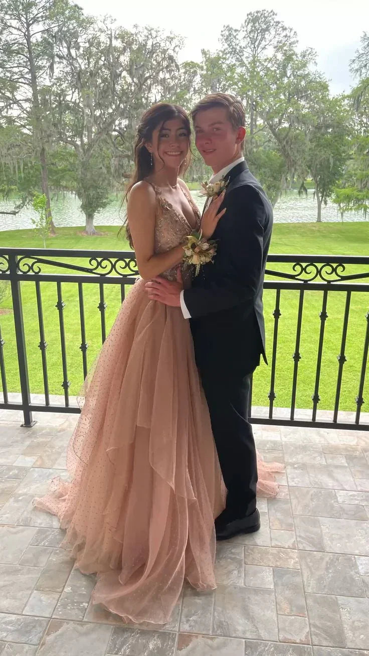 Vestido de fiesta único de tul en línea A, vestido de noche de moda Y5395
