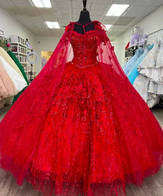 Robe somptueuse rouge pour Quinceañera, robe de bal rouge, robe rouge pour seizième anniversaire Y2338