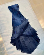 Charming Navy Blue Strapless Tiered Mermaid Evening Dress Prom Dress Y7811