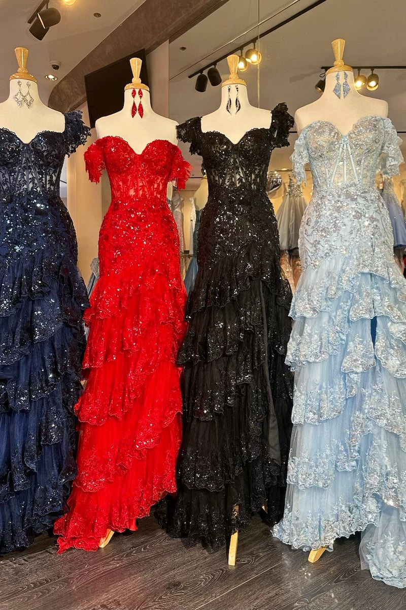 Kennedy | Vestido de Festa Comprido em Renda com Decote Ombro a Ombro (Costas com Cordão)