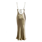 Robe de soirée élégante à fines bretelles spaghetti, dos nu, robe de cérémonie formelle, robe de soirée sexy Y410