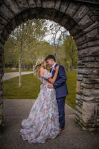 Vestido longo elegante de festa com flores e decote ombro a ombro, vestido de noite em tule Y5889