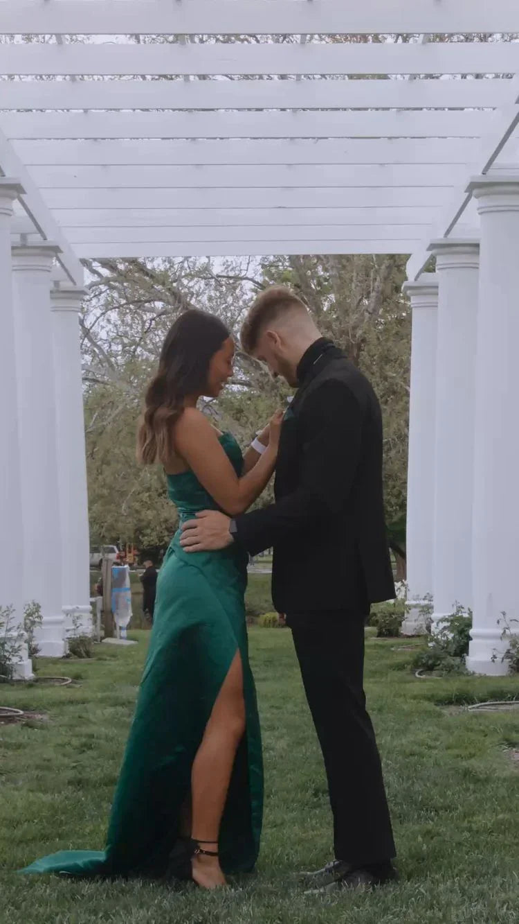 Sweetheart Green Satin Long Prom Dress,Charming Evening Dress Y1735