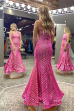 Abito da sera sirena unico con paillettes e spalla scoperta