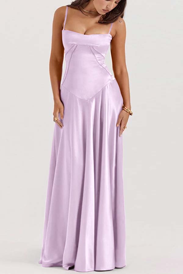 Spaghetti Strap Sleeveless Long Pleated Ruffle Prom Dress