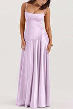 Spaghetti Strap Sleeveless Long Pleated Ruffle Prom Dress