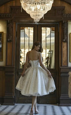 Vintage Short A Line Off The Shoulder Lace Wedding Dress With Appliques