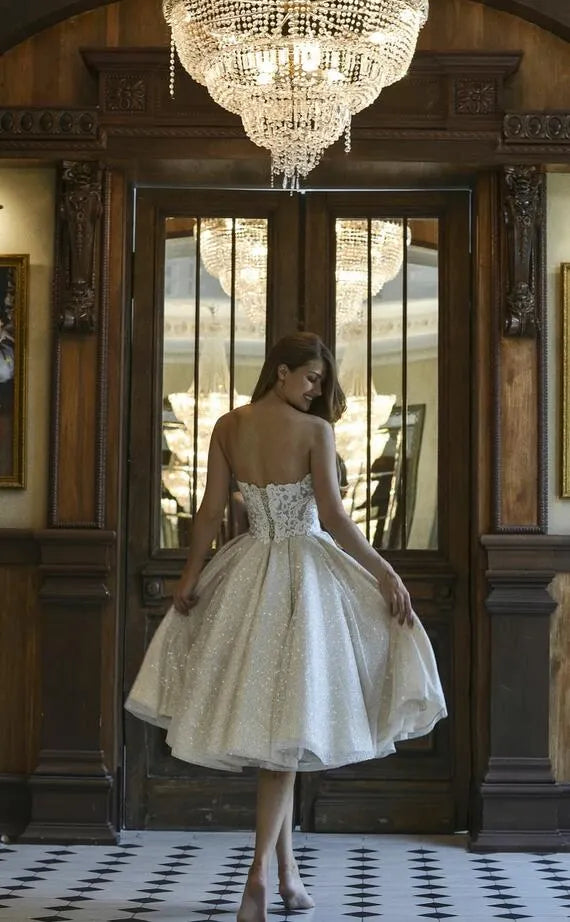 Vintage Short A Line Off The Shoulder Lace Wedding Dress With Appliques