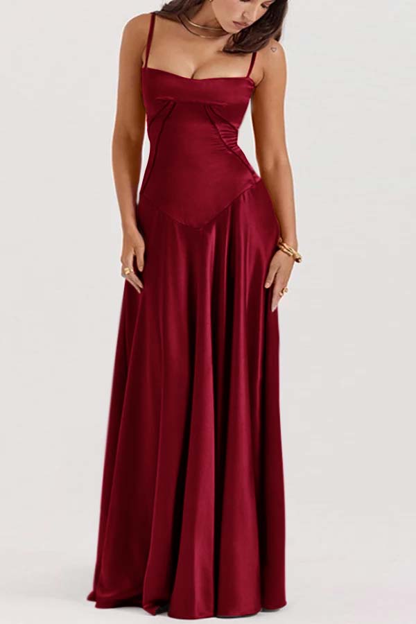 Spaghetti Strap Sleeveless Long Pleated Ruffle Prom Dress