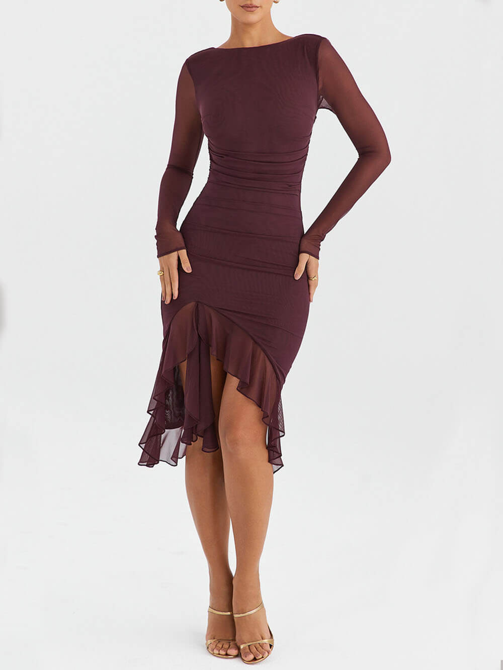Robe mi-longue à volants pour le vin