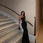 Vestido longo de lantejoulas com fenda alta vestido de baile